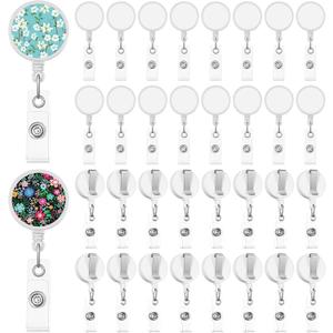 Tenceur 100 Pcs Sublimation Badge Reel Blanks Nurse Cute Retractable Name ID Clip Badge Holder for Doctor Nursing Name Medical Assistant Coworker Work Accessories Bulk Gifts