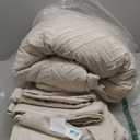 Zzlpp Queen Comforter Set 7 Pieces, Beige Bed in a Bag Queen Size, Tufted Boho Bedding Set with 1 Comforter, 2 Pillow Shams, 2 Pillowcases, 1 Flat Sheet, 1 Fitted Sheet