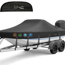 Ratchet Hurricane Proof Heavy Duty Waterproof Boat Cover, 20-22ft Mooring & Trailerable 1200D Bass Boat Cover with Motor Cover for Bass Tracker,Black