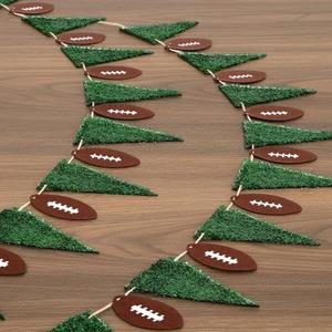 Janinka 11.5ft Football Party Decorations Artificial Grass Football Banner Felt Pennant Hanging Garland Fake Turf Triangle Flag Bunting for Sports Theme Birthday Tailgate Party Game Day Supplies