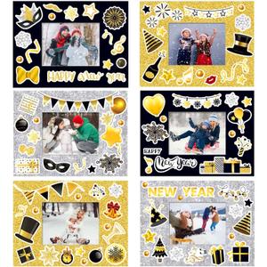 CIEOVO 24 Packs Happy New Year Craft Kits, 2026 New Year Picture Frame DIY Craft Art and Stickers for Kid's Home Classroom Game Activities New Year Party Favor Decor