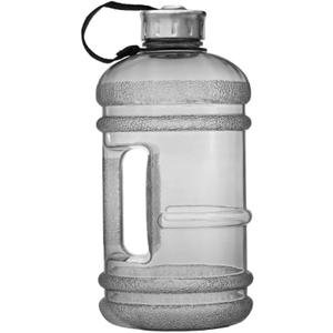 New Wave Enviro Iconic 2.2 Liter BPA Free Water Bottle with Stainless Steel Cap, Integrated Handle for Easy Carrying, Gym and Lifestyle Bottle, 2.2L Capacity, Charcoal (74.4 Ounces)