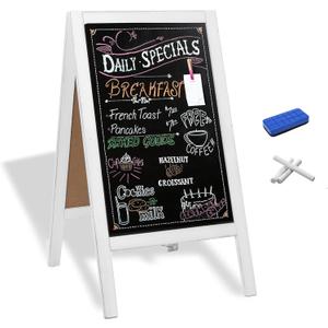 Ilyapa Wooden A-Frame Sign with Eraser & Chalk - 40 x 20 Inches Magnetic Sidewalk Chalkboard White Menu Display for Restaurant, Business Or Wedding