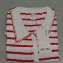 EXLURA Womens Fall Striped Cardigan Sweaters Long Sleeve Button Up Polo Collar Sweater Slim Knit Lightweight Trendy Tops 2025, Medium