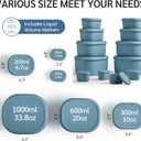 ISSEVE 12Pcs/Set Nesting Silicone Food Storage Containers with Lids, BPA Free Reusable Meal Prep Silicone Containers Airtight, Freezer Dishwasher Safe (33.8oz, 20oz, 10oz, 6.7oz, 1.3oz) (Blue)