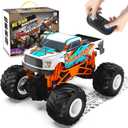 Scientoy Remote Control Car, 20KM/H Monster Truck Toys for Ages 5-7, 1:16 Scale All Terrain RC Cars for Boys & Girls Age 4-7, 2.4Ghz Off Road RC Truck, Christmas Birthday Gift for Kids (Orange)