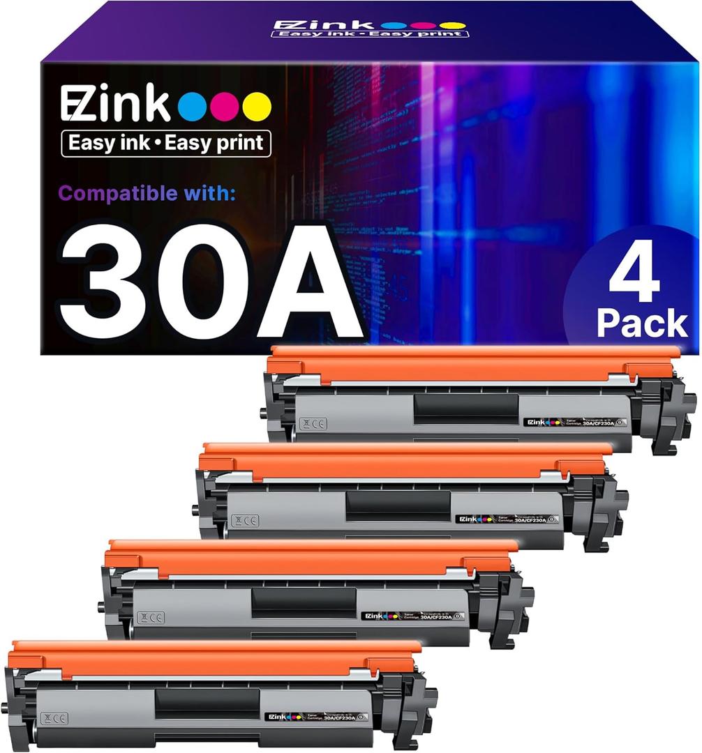 E-Z Ink 30A Toner Cartridge Black CF230A Replacement for HP 30A Black Toner Cartridge CF230A CF230X Compatible with M227fdw M203dw M227fdn M203dn M227sdn M203d M227 M203 Printer (4-Pack)