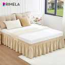 RIMELA Light Camel Bed Skirt King Size 15 Inch Drop, Elastic Bed Skirting for Bed Base and Frame, Bedding Dust Ruffle Easy to Install, Lightweight Wrap Around Adjustable Bedskirt