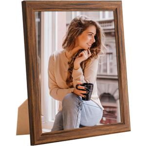 10x12 Wood Frame Brown, Natural Wooden 12x10in Picture Frames, Modern Golden 10 x 12inch Gallery Photo Pic Frame with HD Plexiglass, Horizontal Vertical Wall Mounting Tabletop Display 1Pcs