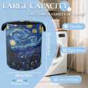 Starry Night Large Storage Basket Collapsible Laundry Basket Oxford Storage Bin for Gift Baskets Bedroom Clothes Children Nursery Hamper 16" X 20.8"