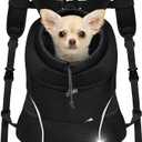 YUDODO 4-8lbs Dog Front Carrier Backpack, Adjustable Breathable Pet Carrier for Small Dogs, Ventilated Puppy Back Pack with Safety Belt, Lightweight Doggy Backpack for Hiking Outdoor (Jet Black, M)