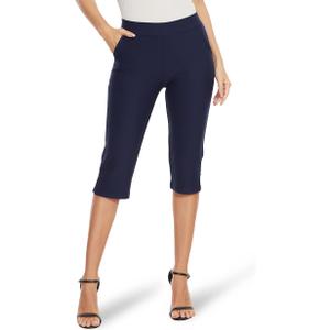 Ginasy Capri Pants for Women Casual Summer Dressy Pull On Stretch High Waisted Crop Work Leggings with Pockets XXL
