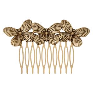 MINACHI Vintage Style Butterflies Hair Comb, Gold-Toned Color, Bridal Hair Accessories for Women