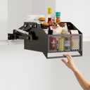 HOUSE AGAIN Pull-Down Cabinet Organizer for High/Deep Cabinets, Drop Down Spice Rack, 12.6" Out & 1.8" Down, Dual Install (Screw/3M Tape), Fits Frameless, for Spices, Snacks and Small Bottles (Black)