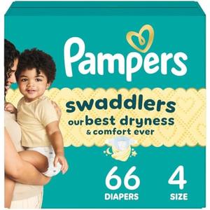 Pampers Swaddlers Diapers, Size 4 (15-34 lbs), 66 Count, Absorbent, Keeps Baby Dry and Comfortable, Skin Safe Disposable Baby Diaper