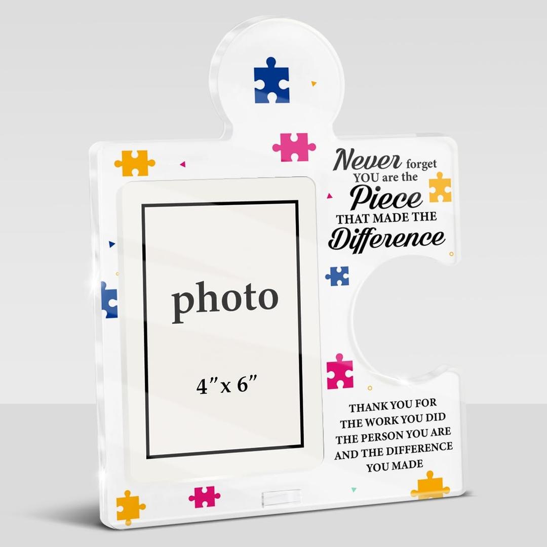 Team Appreciation Gifts Photo Frame, Thank You Farewell Retirement Gift for Coworkers Leader Teammate Employee Acrylic Puzzle Picture Frame, 4x6 Inches Photo