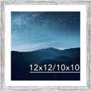 JCJMY 12x12 Picture Frame Rustic White with 10x10 Mat for 30 x 30cm Diamond Art Painting, Display Photo 12 x 12 Without Mat, Wall Hanging Large Frame with Plexiglass