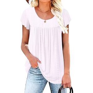 WRRH Womens Summer Short Sleeve Blouse Plus Size Ladies Shirts Floral Loose Flowy Tops for Leggings 3XL