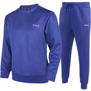 Men's Tracksuits 2 Piece Sets Outfits For Men Sweatsuits Long Sleeve Crewneck Pullover Active Jogging Sportswear (Large, Blue)