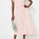 Womens Button Down Casual Shirt Dress Short Wing Sleeve Shirt Midi Dress Buiness Work Elegant Dress with Belt