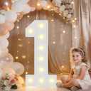 Pooqla 2.4FT Light Up Numbers, Marquee Numbers 2.4 Feet Tall Party Decor for Her Him, Mosaic Big Sign for 1st 16th 21st Birthday Anniversary Decoration Backdrop, Large Pre-Cut Frame Number 1