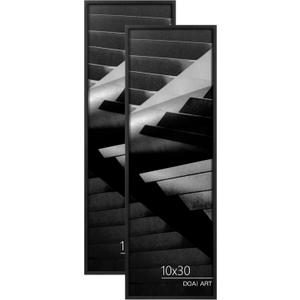 DOAI ART 10x30 Poster Frame 2 Pack, Black 10 x 30 Picture Frames for Horizontal or Vertical Wall Mounting, Scratch-proof Safe and Artistic Large Photo Frame Wall Art
