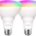 ANWIO Smart Light Bulb BR30 RGB Color Changing LED WiFi Dimmable Multicolor Light Bulbs E26 Base, Compatible with Alexa, Google Assistant, No Hub Required, 650 Lumen 8.5W (60W Equivalent) 2 Pack
