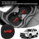 2PCS Car Cup Holder Coaster Compatible with 2019-2025 Toyota RAV4 Silicone Non-Slip Cup Holder Coasters for Toyota Interior Accessories(Black&Red)