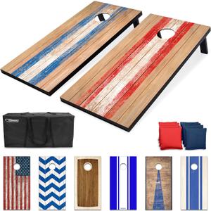 GoSports Portable Cornhole Sets, 8 Styles Choose 4 x 2 ft or 3 x 2 ft - Boards Include 8 Bean Bags, Travel Case, and Game Rules