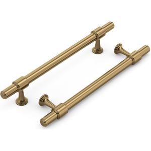 Haliwu 10 Pack Champagne Bronze Cabinet Pulls, 5 Inch Hole Center Drawer Pulls, Champagne Handles, Zinc & Aluminum Alloy Brushed Finish, Hardware for Bathroom and Kitchen