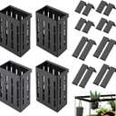4 Pack Aquarium Plant Holder for 1-3.2in Edge, Hanging Fish Tank Plant Holder Aquatic Plant Pot with 16 Hooks for Live Plants Aquarium Planter Fish Tank Decorations