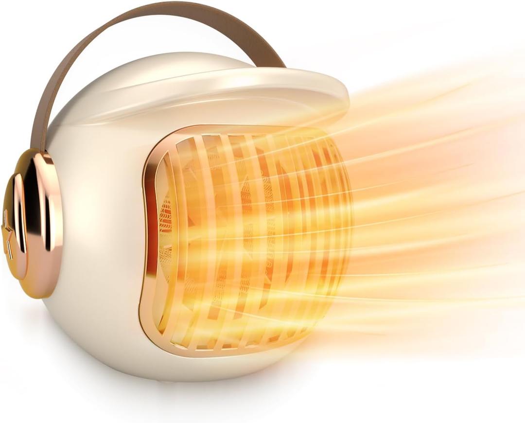 Space Heater, Portable Heater for Office Desk, 400W Mini Tent Warmer for Camping (Indoor Use), With Tip-Over Protection, Lightweight (Cream White)