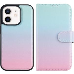 LUMARKE Designed for iPhone 11 Wallet Case - Detachable Flip Folio Cover - RFID Blocking 4 Card Slots Holder - Premium PU Leather Magnetic Kickstand - Protective Phone Case 6.1", Gradual Pink Blue