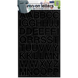 Dritz Iron-on Letters, 1-Inch, Embroidered Block Style, 1 Sheet, Black