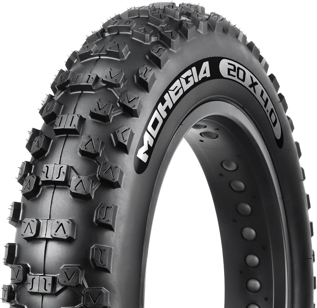 MOHEGIA Ebike Fat Tire: 20 x 4.0 Inch E-Bike Mountain Tire High-Performance Puncture-Resistant and All-Terrain Folding Replacement Bicycle Tire with Street or Trail Riding
