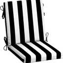 Arden Outdoor Midback Chair Cushion, 18 x 16.5, Rain-Proof, Fade Resistant Black Cabana Stripe
