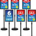 6Packs 11x17 Inch Adjustable Pedestal Poster Sign Stand, Heavy Duty Floor Standing Sign Holder Stand Aluminum Snap Open Frame for Vertical and Horizontal View Sign Displayed(Black)