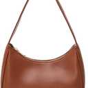 Shoulder Bags for Women, Cute Hobo Tote Handbag Mini Clutch Purse with Zipper Closure (Large, Brown)