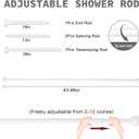 Thestoa Shower Curtain Rod Adjustable 43-66 inch, 1"Diameter Spring Tension Curtain Rod No Drill, Anti-Rust Non-Slip Shower Rod, White Shower Curtain Rod for Bathroom Tension