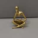 UTTCMK Abstract Art Thinker Statue - Reading Thinker Sculpture Figurine, Modern Home Decoration for Living Room Office Shelves Coffee Table Desk Decor (Gold)