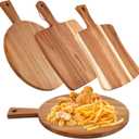 3 PCS Acacia Wood Cutting Board with Handle Wooden Large Paddle Carving Chopping Charcuterie Board Set Butter Serving Tray for Cheese Meat Fruit Pizza Bread Baking