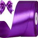 1-1/2 Inches 50 Yards Purple Satin Ribbon, Solid Fabric Ribbon Roll for Flower Bouquets, Gift Wrapping, Wedding, Handmade Crafts