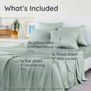 Bambaw King Sheet Set 6pcs – 100% Viscose Derived from Bamboo Sheets King Size Deep Pocket, Fits Up to 16'' with Elastic Corner Straps, Soft Cooling Sheets for Hot Sleepers (Sea Glass)