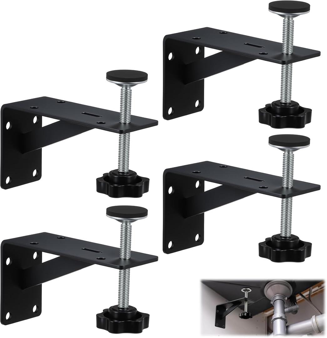 4 PCS Black Undermount Sink Brackets, Adjustable Undermount Sink Support Under Mount Sinks Repair Kit for Narrow Cabinet Heavy-Duty Stainless Steel Mounting Bracket