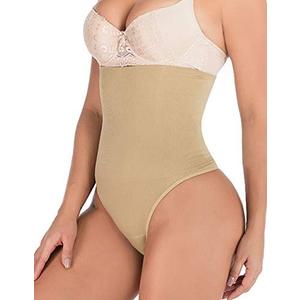 FLORATA Women's Thong Shapewear Tummy Control Butt Lifting Panties High Waist Body Shaper Briefs S