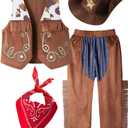 LXKIKMM Kids Western Cowboy Costume Set for Halloween & Party (8-9 Years, Ropes)