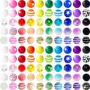 100Pcs 20mm Beads for Pens Making Rhinestone Beads Mixed Acrylic Bubblegum Bead Crystal Round Sparkly Chunky Bead for Pens Beadable Bracelet Necklace Keychain DIY Craft Jewelry Making Supplies (Rainbow)