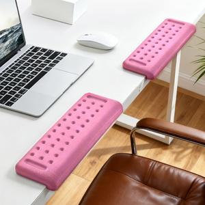L-Shaped Desk EdgeRest 2-Pieces Set - Elbow Pad for Desk with Memory Foam Elbow Support Padding for Palm, Wrist, Forearm & Elbow - Non-Slip & Modular Design - Ergonomic for Office/Gaming (Pink)