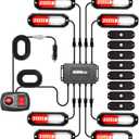 WINECO 8PCS LED Strobe Lights 12V Sync Feature Red White 12LED Emergency Hazard Warning Lights with Strobe Controller for Trucks Vehicles ATV RV Cars Van
