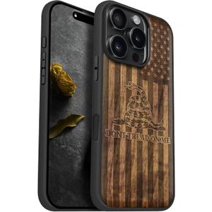 Carveit Magnetic Wooden Case for iPhone 16 Pro Case, Wood Artisan Engraved & Black Soft TPU Shockproof Cover, Compatible with MagSafe Wireless Chargers (Gadsden and American Flag) Walnut Carveit Magnetic Wooden Case for iPhone 16 Pro Case, Wood Artisan Engraved & Black Soft TPU Shockproof Cover, Compatible with MagSafe Wireless Chargers (Gadsden and American Flag) Walnut